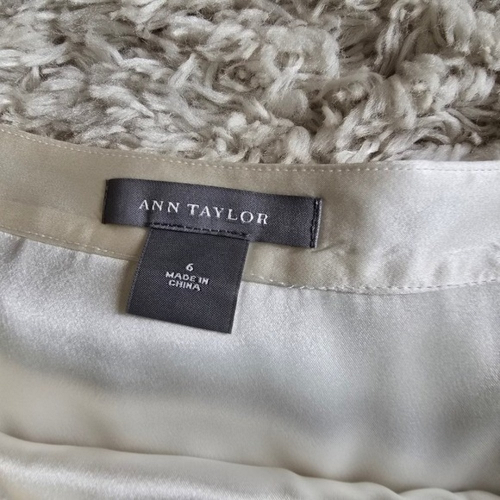 Ann Taylor Cream Ivory 100% Silk Tiered Layered Mini Skirt Size 6 Cocktail Luxe - Picture 5 of 7